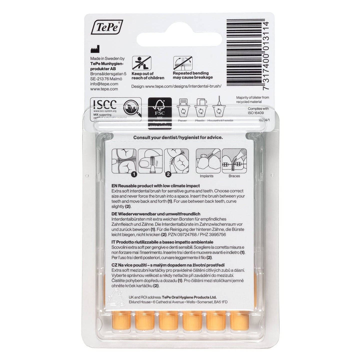 Cepillo Interdental TePe Soft Naranja 0.45mm 6Uds.