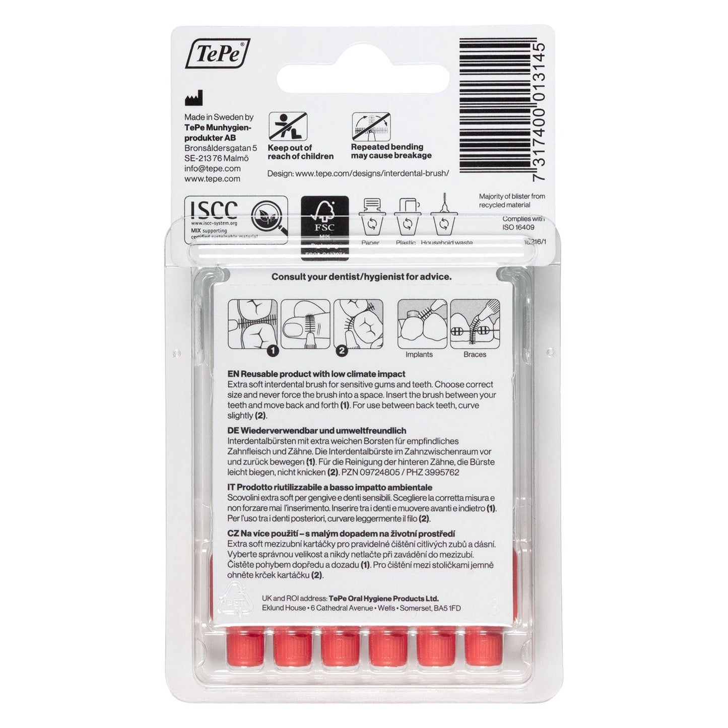 Cepillo Interdental TePe Soft Rojo 0.5mm 6Uds.